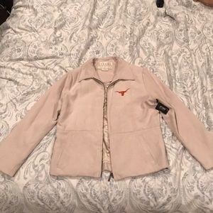 Suede jacket with embroidered UT longhorn
